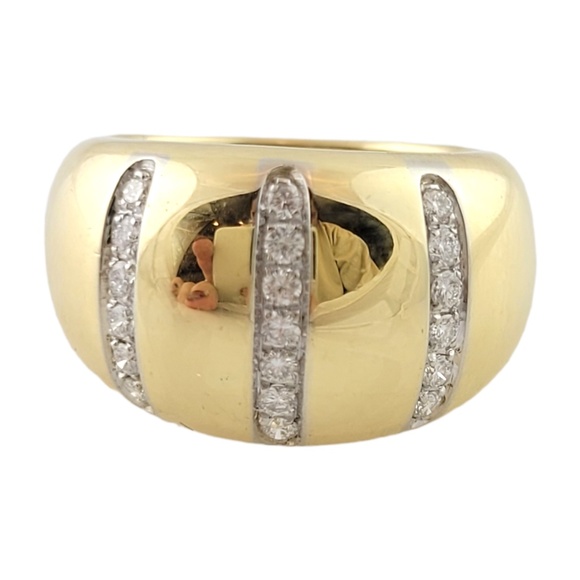 Vintage 18K Yellow Gold Diamond Rounded Edge Dome Ring Band Size 5.75 #13534